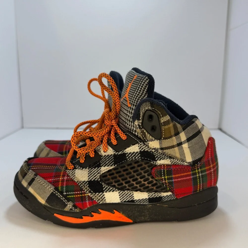 Jordan 5 Retro SE Plaid GS Kids Shoes Multi-Color Total Orange 1Y